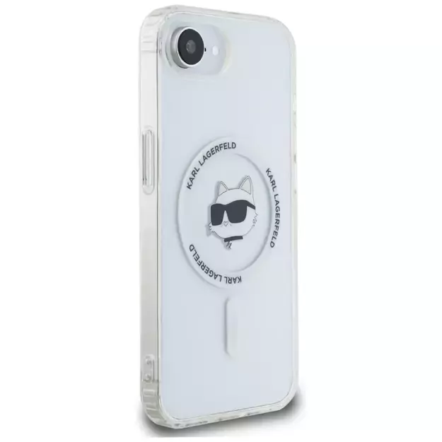 Karl Lagerfeld IML Metal Choupette Head MagSafe iPhone 16e Case - White 3