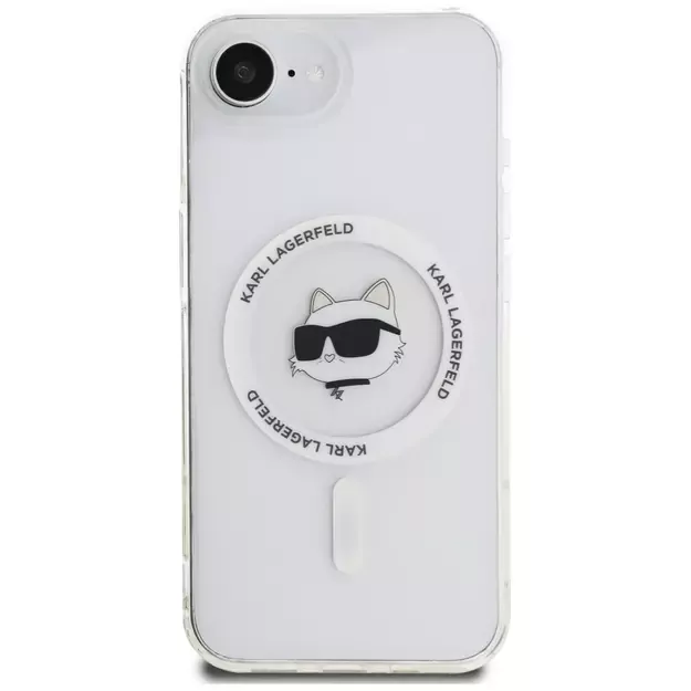 Karl Lagerfeld IML Metal Choupette Head MagSafe iPhone 16e Case - White 2