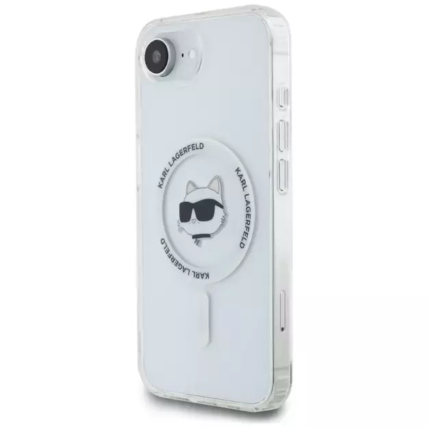 Karl Lagerfeld IML Metal Choupette Head MagSafe iPhone 16e Case - White 1