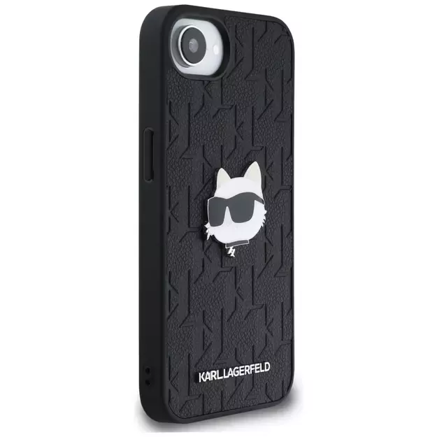 Karl Lagerfeld Monogram Choupette Head Pin iPhone 16e Case - Black 3