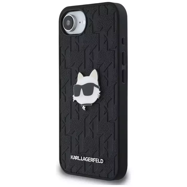 Karl Lagerfeld Monogram Choupette Head Pin iPhone 16e Case - Black 1