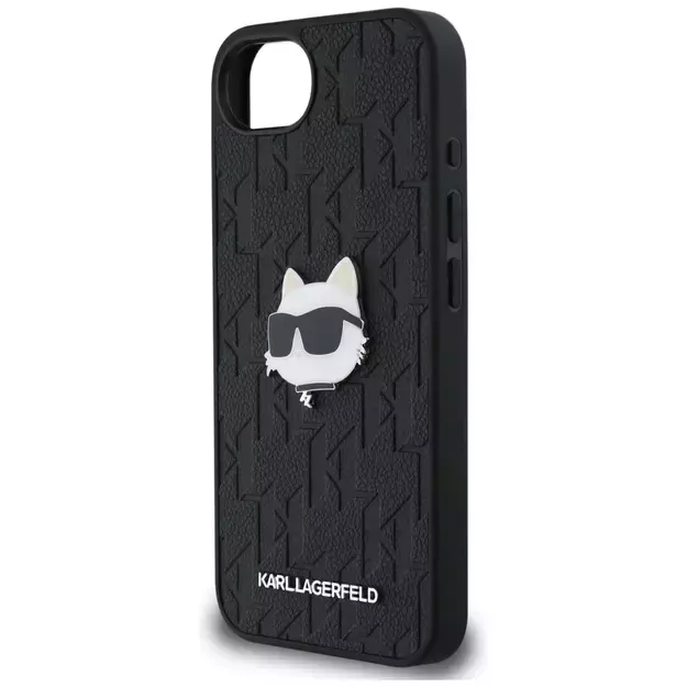 Karl Lagerfeld Monogram Choupette Head Pin iPhone 16e Case - Black 5