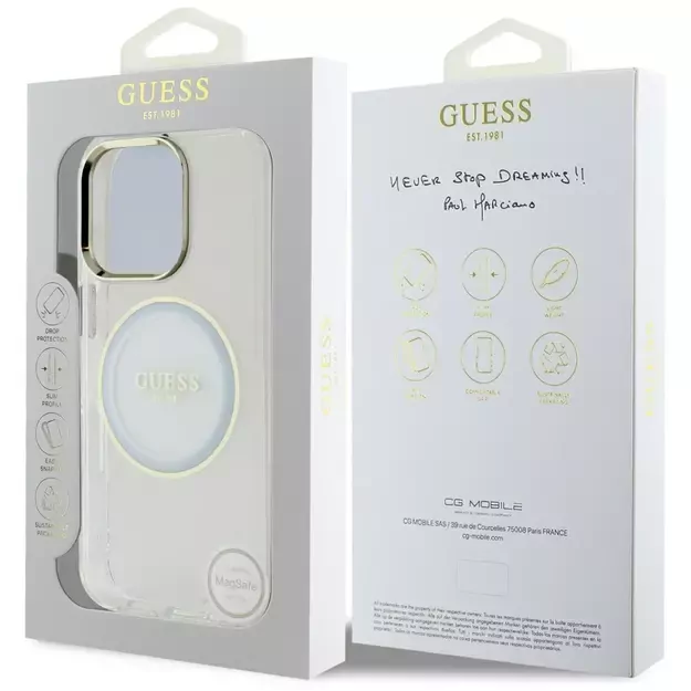 Guess IML Metal Colored Circle Classic Logo MagSafe case for iPhone 16 Pro - white 7