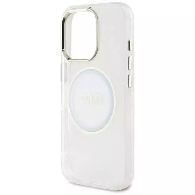 Guess IML Metal Colored Circle Classic Logo MagSafe case for iPhone 16 Pro - white 5