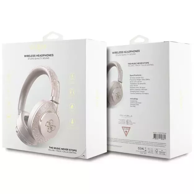 Guess ENC Metal 4G Logo On-Ear Headphones - Pink 4