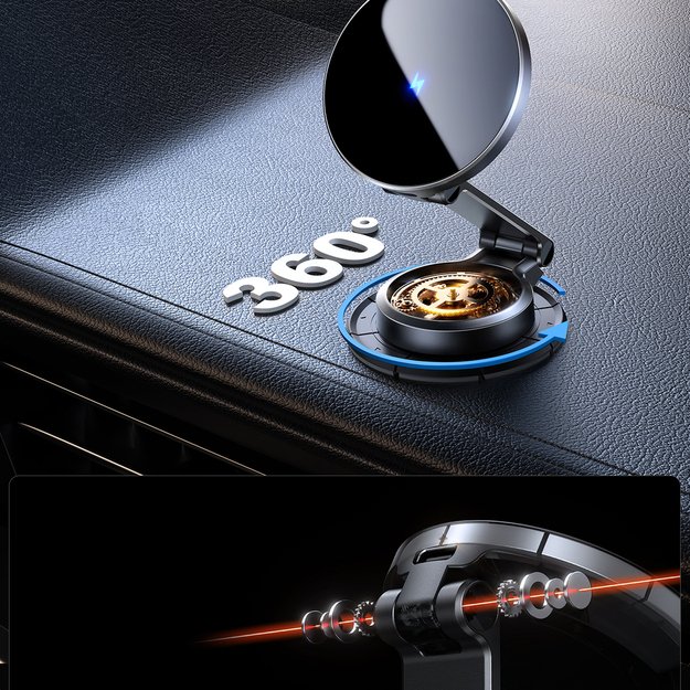 Joyroom JR-ZS408 magnetic holder with 15W inductive charger for car cockpit - black 7