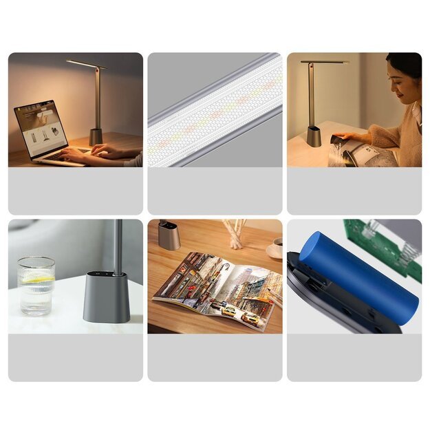Baseus Smart Eye wireless LED desk lamp with battery 2200 mAh gray (DGZG-0G) 16