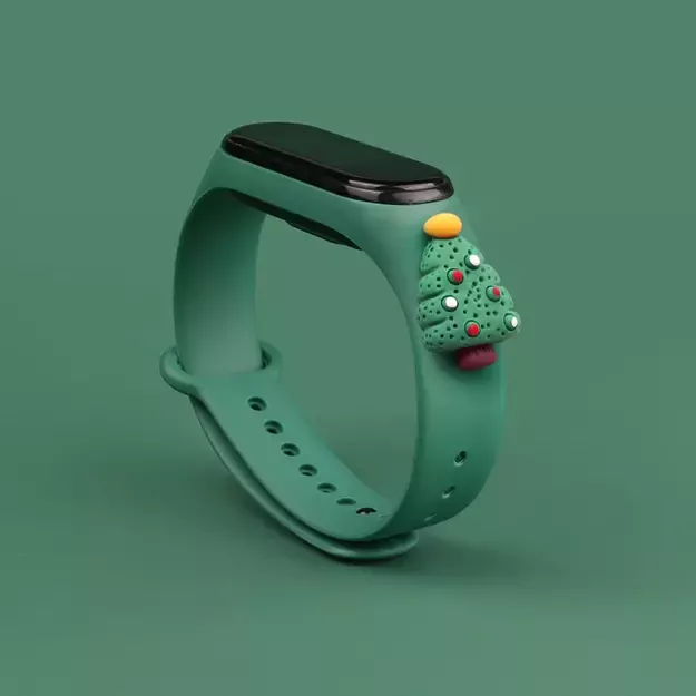 Strap Xmas for Xiaomi Mi Band 3 / 4 Christmas Silicone Strap Bracelet with Christmas Tree - Dark Green 1