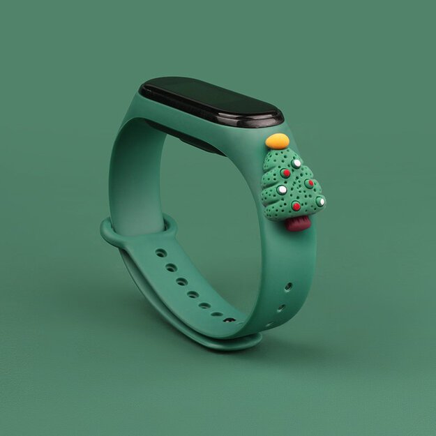 Strap Xmas for Xiaomi Mi Band 3 / 4 Christmas Silicone Strap Bracelet with Christmas Tree - Dark Green 2