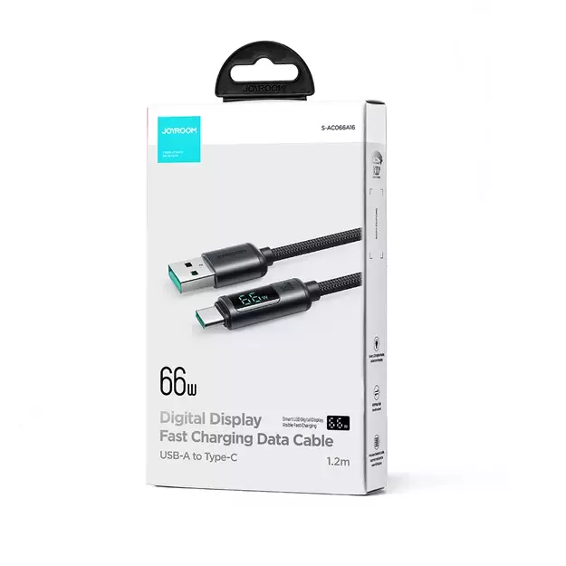 Joyroom Prism Series A16 USB-C / USB-A Cable 66W 1.2m with LED Display - Black 7