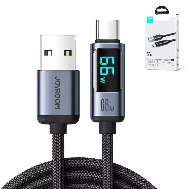 Joyroom Prism Series A16 USB-C / USB-A Cable 66W 1.2m with LED Display - Black 13