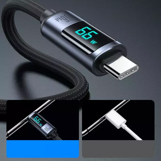 Joyroom Prism Series A16 USB-C / USB-A Cable 66W 1.2m with LED Display - Black 4