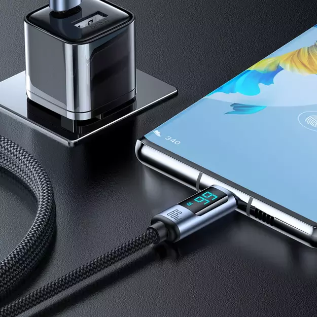 Joyroom Prism Series A16 USB-C / USB-A Cable 66W 1.2m with LED Display - Black 2
