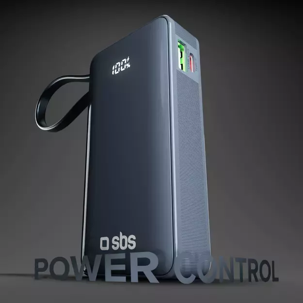 Powerbank SBS 10000 mAh 20W with built-in USB-C cable and digital display - dark gray 4