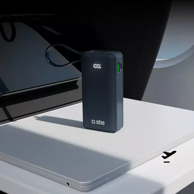 Powerbank SBS 10000 mAh 20W with built-in USB-C cable and digital display - dark gray 11