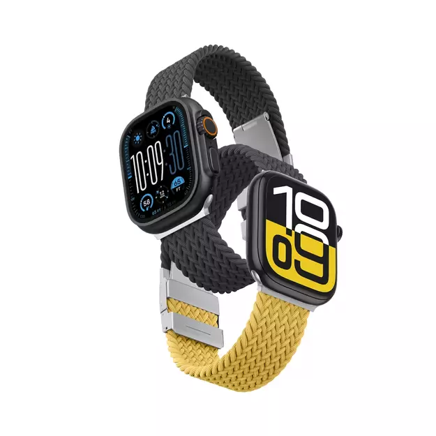 Set of 2 AmazingThing Blend Band for Apple Watch 45/46/49mm - Yellow-Black/Black