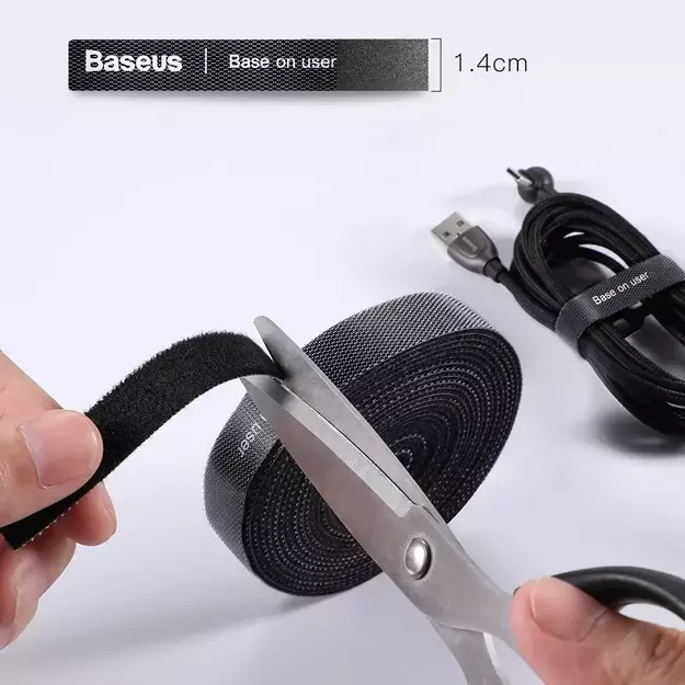 Baseus Rainbow Circle hook and loop Straps - velcro tape cable organizer 1m black (ACMGT-E01) 1