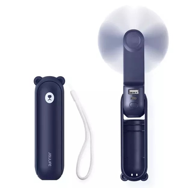 Jisulife Handheld Fan Life8 Mini Portable USB Fan with Power Bank Function 2000mAh and Flashlight - Blue