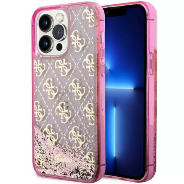 Guess GUHCP14LLC4PSGP iPhone 14 Pro 6.1  pink/pink hardcase Liquid Glitter 4G Transculent