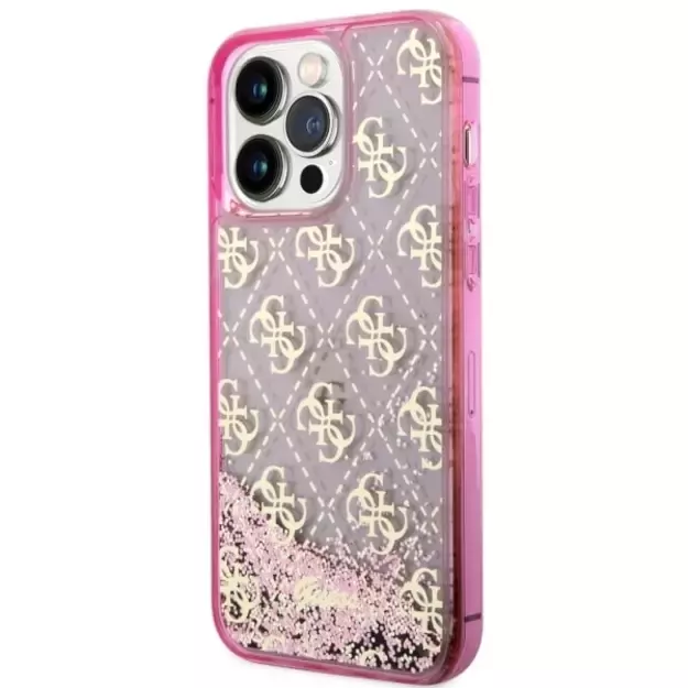 Guess GUHCP14LLC4PSGP iPhone 14 Pro 6.1  pink/pink hardcase Liquid Glitter 4G Transculent 1