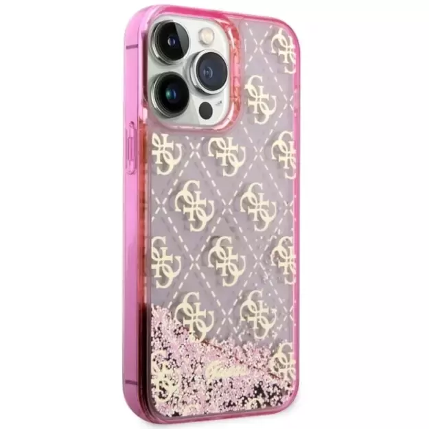 Guess GUHCP14LLC4PSGP iPhone 14 Pro 6.1  pink/pink hardcase Liquid Glitter 4G Transculent 3