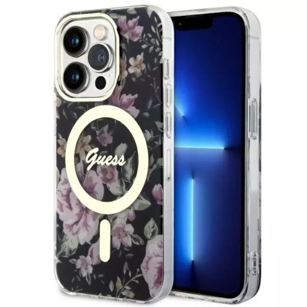 Guess GUHMP14LHCFWSK iPhone 14 Pro 6.1  black/black hardcase Flower MagSafe