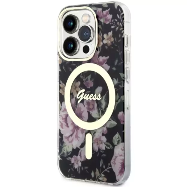 Guess GUHMP14LHCFWSK iPhone 14 Pro 6.1  black/black hardcase Flower MagSafe 8