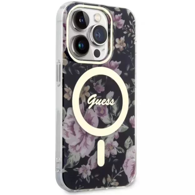 Guess GUHMP14LHCFWSK iPhone 14 Pro 6.1  black/black hardcase Flower MagSafe 10