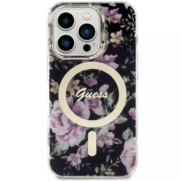 Guess GUHMP14LHCFWSK iPhone 14 Pro 6.1  black/black hardcase Flower MagSafe 9