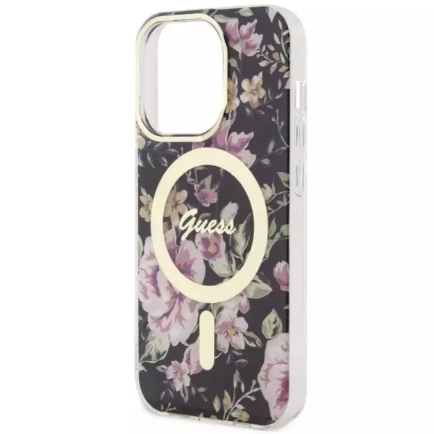 Guess GUHMP14LHCFWSK iPhone 14 Pro 6.1  black/black hardcase Flower MagSafe 12