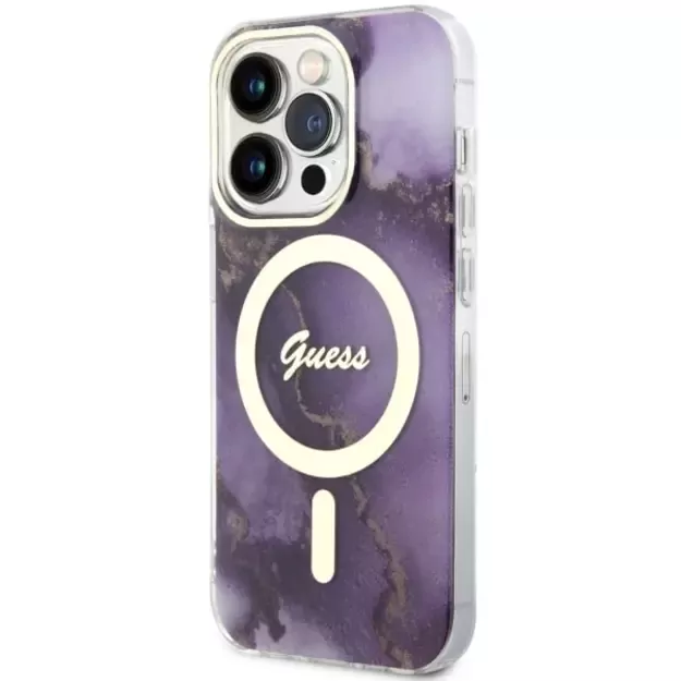 Guess GUHMP14LHTMRSU iPhone 14 Pro 6.1  purple/purple hardcase Golden Marble MagSafe 1