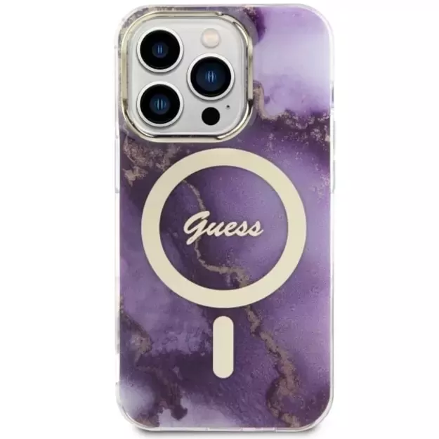 Guess GUHMP14LHTMRSU iPhone 14 Pro 6.1  purple/purple hardcase Golden Marble MagSafe 2