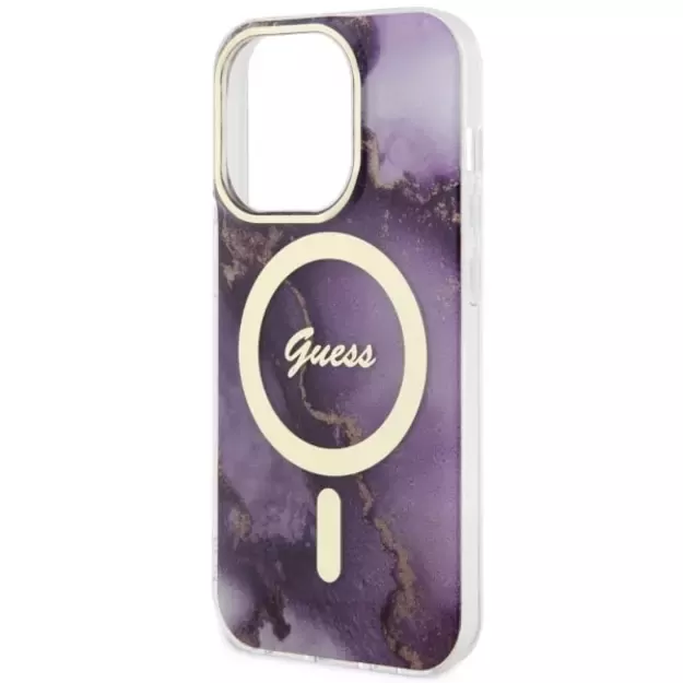 Guess GUHMP14LHTMRSU iPhone 14 Pro 6.1  purple/purple hardcase Golden Marble MagSafe 4