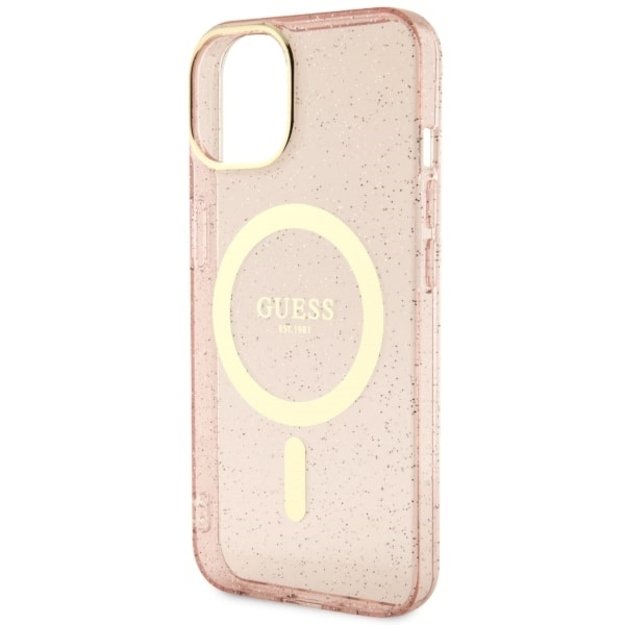 Guess GUHMP14MHCMCGP iPhone 14 Plus 6.7  pink/pink hardcase Glitter Gold MagSafe 12