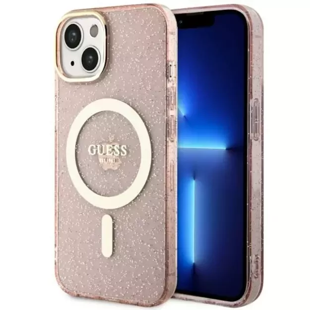Guess GUHMP14MHCMCGP iPhone 14 Plus 6.7  pink/pink hardcase Glitter Gold MagSafe