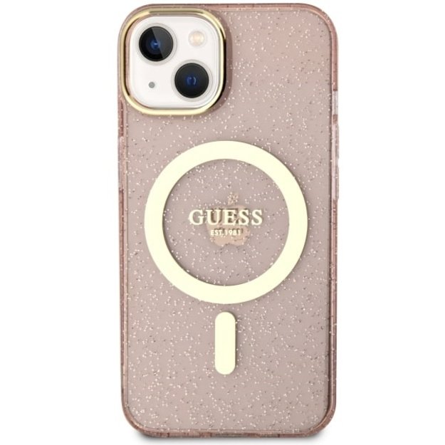 Guess GUHMP14MHCMCGP iPhone 14 Plus 6.7  pink/pink hardcase Glitter Gold MagSafe 9