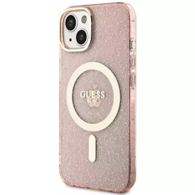 Guess GUHMP14MHCMCGP iPhone 14 Plus 6.7  pink/pink hardcase Glitter Gold MagSafe 1