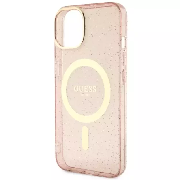 Guess GUHMP14MHCMCGP iPhone 14 Plus 6.7  pink/pink hardcase Glitter Gold MagSafe 5