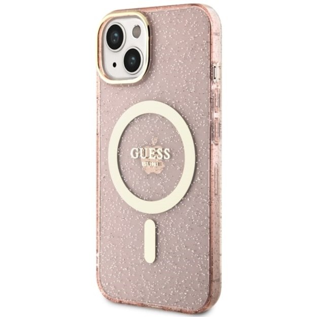Guess GUHMP14MHCMCGP iPhone 14 Plus 6.7  pink/pink hardcase Glitter Gold MagSafe 8