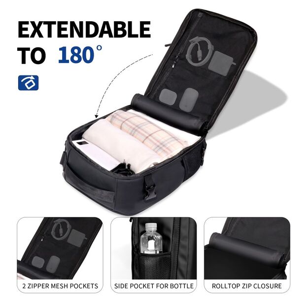 Tech-Protect Defender S50 Backpack for Ryanair &amp  Wizzar, 20L Laptop - Black 5