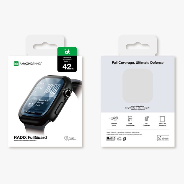 AmazingThing Radix Glass Screen Protector with Case for Apple Watch Series 11 42mm - Black 10