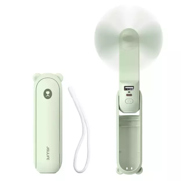 Jisulife Handheld Fan Life8 Plus Portable USB Fan with Power Bank Function 4500mAh and Flashlight - Green