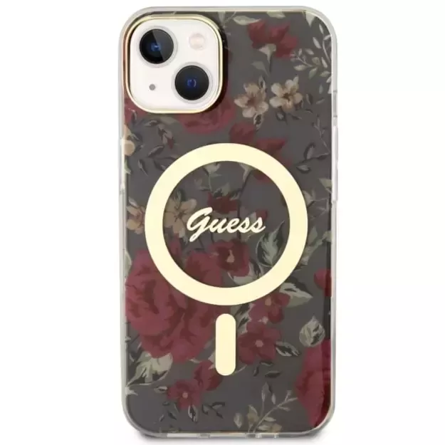Guess Flower MagSafe case for iPhone 14 - green 2
