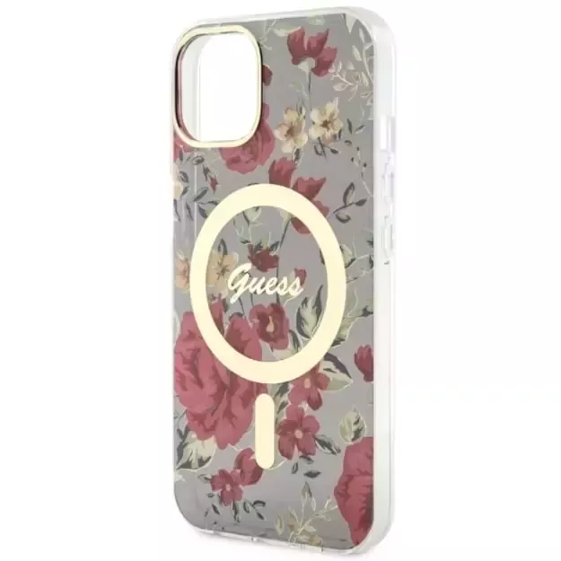 Guess Flower MagSafe case for iPhone 14 - green 5