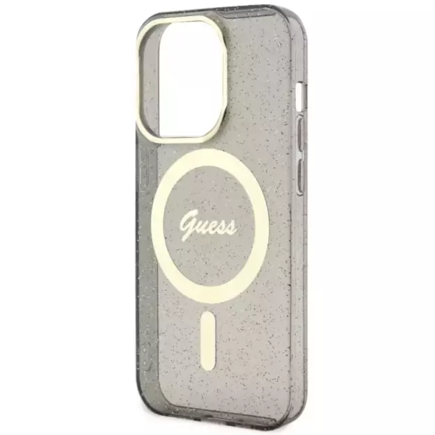 Guess GUHMP14XHCMCGK iPhone 14 Pro Max 6.7&quot  black/black hardcase Glitter Gold MagSafe 5