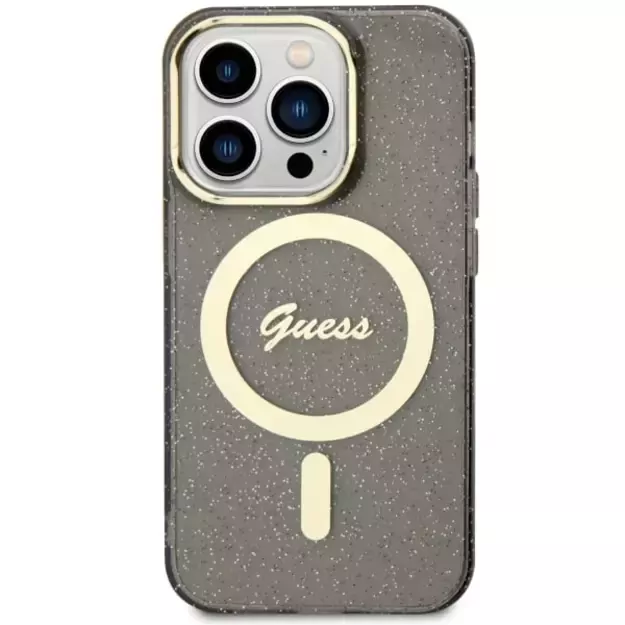 Guess GUHMP14XHCMCGK iPhone 14 Pro Max 6.7&quot  black/black hardcase Glitter Gold MagSafe 2