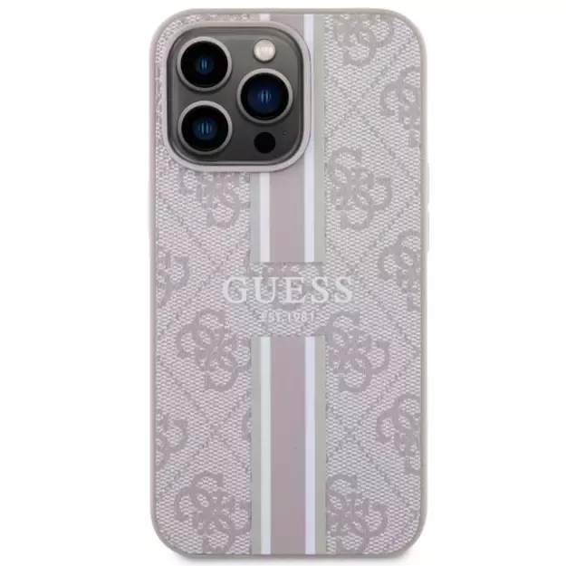 Guess GUHMP13LP4RPSP iPhone 13 Pro / 13 6.1&quot  pink/pink hardcase 4G Printed Stripes MagSafe 9