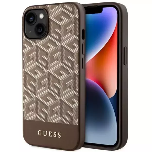 Guess GUHMP14MHGCFSEW iPhone 14 Plus 6.7&quot  brown/brown hard case GCube Stripes MagSafe