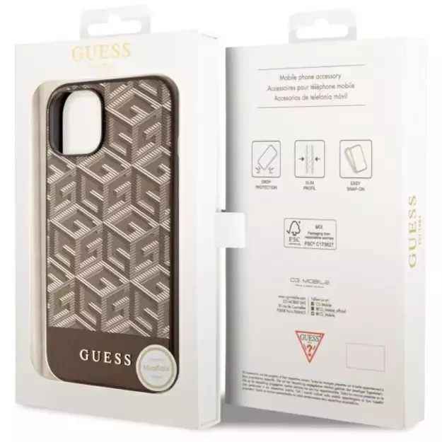 Guess GUHMP14MHGCFSEW iPhone 14 Plus 6.7&quot  brown/brown hard case GCube Stripes MagSafe 14