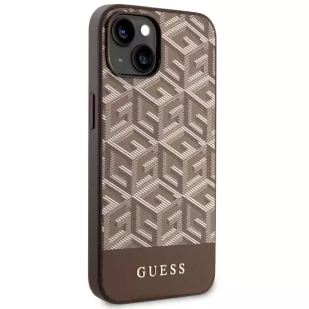 Guess GUHMP14MHGCFSEW iPhone 14 Plus 6.7&quot  brown/brown hard case GCube Stripes MagSafe 10